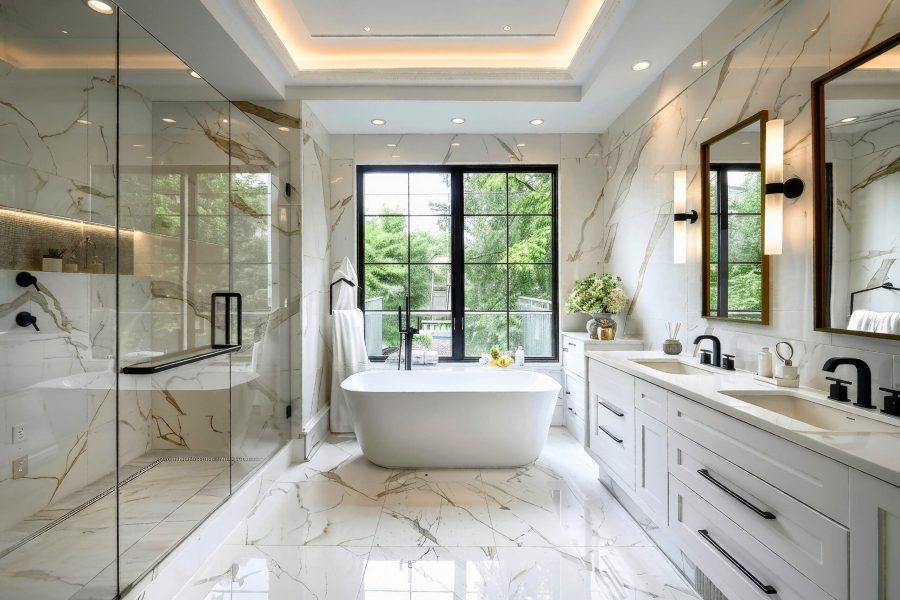 A,Luxurious,Bathroom,With,A,Freestanding,Bathtub